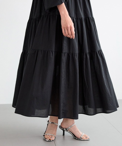 BARNYARDSTORM（バンヤードストーム）の「BARNYARDSTORM /　ティアードロングドレス【JAPAN FABLIC】 / ハンドウォッシャブル（ワンピース・レディース・ベージュ/ブラック・FREE）」の17枚目の写真