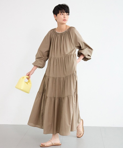 BARNYARDSTORM（バンヤードストーム）の「BARNYARDSTORM /　ティアードロングドレス【JAPAN FABLIC】 / ハンドウォッシャブル（ワンピース・レディース・ベージュ/ブラック・FREE）」の18枚目の写真