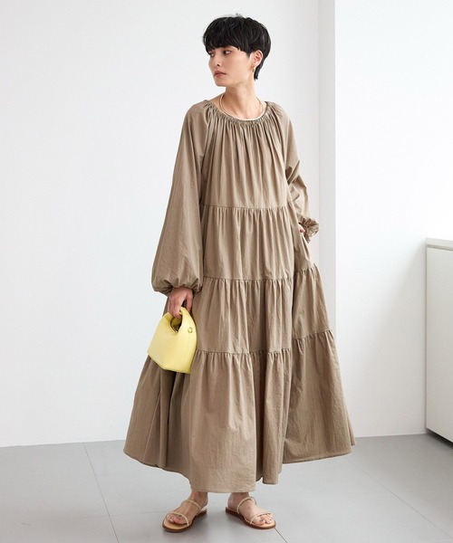 BARNYARDSTORM（バンヤードストーム）の「BARNYARDSTORM /　ティアードロングドレス【JAPAN FABLIC】 / ハンドウォッシャブル（ワンピース・レディース・ベージュ/ブラック・FREE）」の19枚目の写真