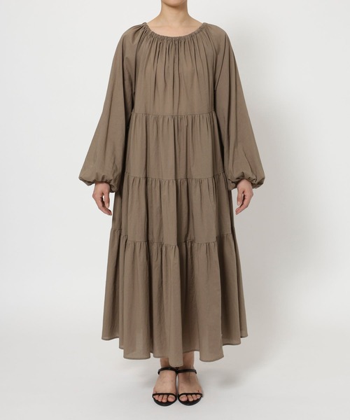 BARNYARDSTORM（バンヤードストーム）の「BARNYARDSTORM /　ティアードロングドレス【JAPAN FABLIC】 / ハンドウォッシャブル（ワンピース・レディース・ベージュ/ブラック・FREE）」の16枚目の写真