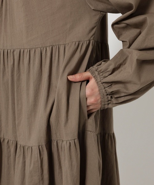 BARNYARDSTORM（バンヤードストーム）の「BARNYARDSTORM /　ティアードロングドレス【JAPAN FABLIC】 / ハンドウォッシャブル（ワンピース・レディース・ベージュ/ブラック・FREE）」の9枚目の写真