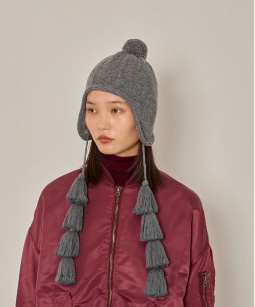 arth（アース）の「arth  Ca5 Fringe Guide Knit / アース（ニットキャップ/ビーニー・レディース・ベージュ/グレー/ホワイト・FREE）」の3枚目の写真