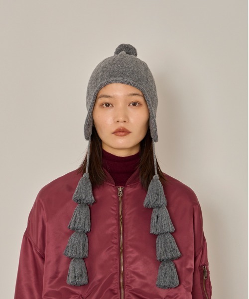 arth（アース）の「arth  Ca5 Fringe Guide Knit / アース（ニットキャップ/ビーニー・レディース・ベージュ/グレー/ホワイト・FREE）」の11枚目の写真