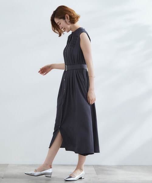 grove(グローブ)の「シャンブレースモッキングワンピース(ワンピース・レディース・ネイビー/オリーブ/ブルーグリーン・01/02/03/04/05)」の22枚目の写真