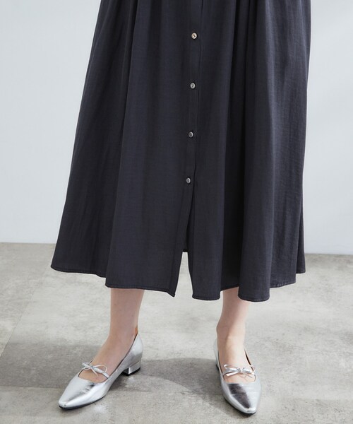 grove(グローブ)の「シャンブレースモッキングワンピース(ワンピース・レディース・ネイビー/オリーブ/ブルーグリーン・01/02/03/04/05)」の5枚目の写真