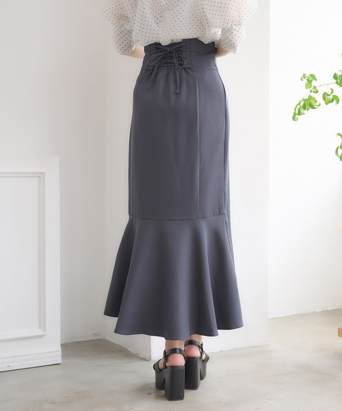 Ambre Neige(アンブルネージュ)の「back lace up mermaid sirt / バックレースアップマーメイドスカート(スカート・レディース・アイボリー/ブラック/チャコールグレー・SMALL/MEDIUM)」の7枚目の写真