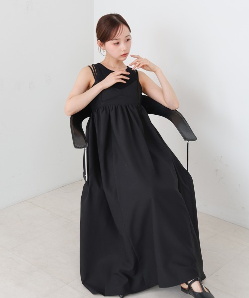 黒いキャミワンピース Sサイズ セール】【S・Mサイズ展開】ビスチェライクフレアキャミワンピース