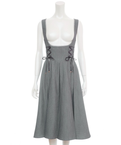 Secret Honey(シークレットハニー)の「レースアップミディジャンパードレス(スカート・レディース・グレー/ブラック・MEDIUM)」の8枚目の写真