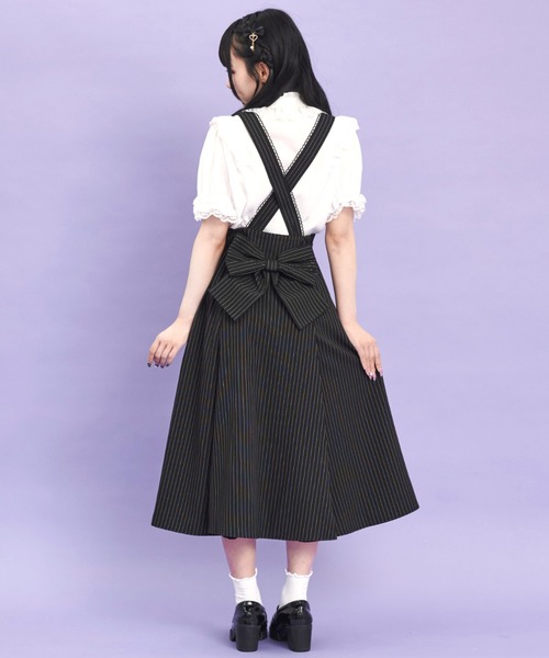 Secret Honey(シークレットハニー)の「レースアップミディジャンパードレス(スカート・レディース・グレー/ブラック・MEDIUM)」の7枚目の写真