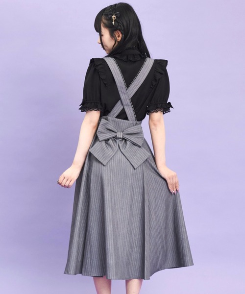 Secret Honey(シークレットハニー)の「レースアップミディジャンパードレス(スカート・レディース・グレー/ブラック・MEDIUM)」の4枚目の写真