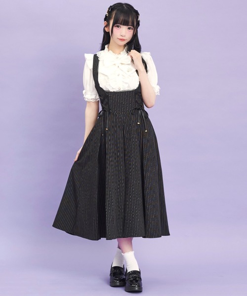 Secret Honey(シークレットハニー)の「レースアップミディジャンパードレス(スカート・レディース・グレー/ブラック・MEDIUM)」の5枚目の写真