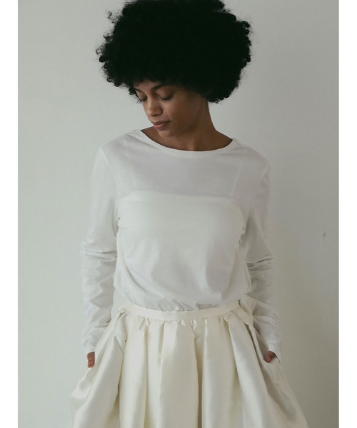 HER.(ハー)の「ニュアンスロングTシャツ(Tシャツ/カットソー・レディース・ブラウン/ホワイト・フリー)」の6枚目の写真