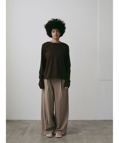 HER.(ハー)の「ニュアンスロングTシャツ(Tシャツ/カットソー・レディース・ブラウン/ホワイト・フリー)」の5枚目の写真