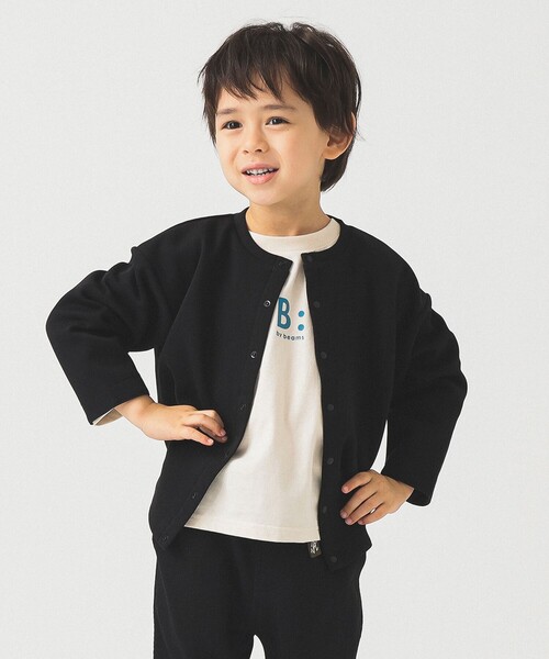 B:MING by BEAMS（ビーミングバイビームス）の「ポンチ カーディガン 2025FW（100～140cm）（カーディガン/ボレロ・キッズ・ブラック/ベージュ・100/140/130/120/110）」の2枚目の写真