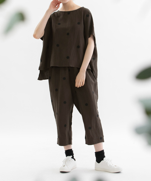 Pommeリネンレーヨンpolka刺繍パンツ（その他パンツ）｜nop de