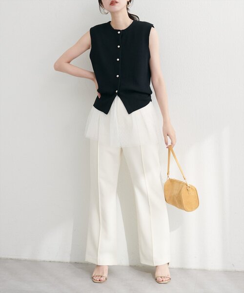 natural couture（ナチュラルクチュール）の「金釦ノースリきれいめニットベスト（ニット/セーター・レディース・ブラウン/ブラック/オフホワイト・FREE）」の13枚目の写真