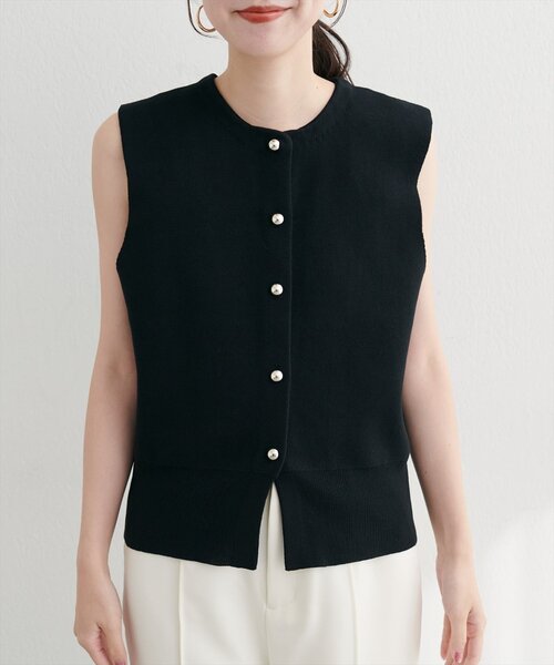 natural couture（ナチュラルクチュール）の「金釦ノースリきれいめニットベスト（ニット/セーター・レディース・ブラウン/ブラック/オフホワイト・FREE）」の18枚目の写真