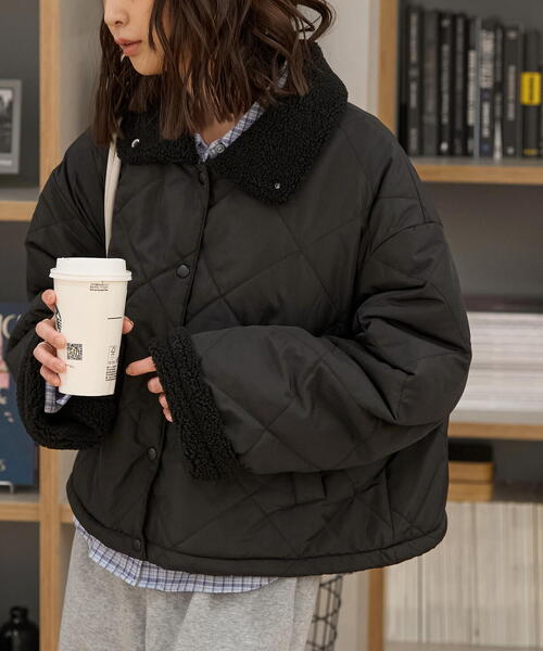 FREE'S MART（フリーズマート）の「◆裏ボアキルティングジャケット（ブルゾン・レディース・ホワイト/ブラック・MEDIUM/SMALL）」の13枚目の写真