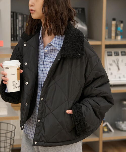 FREE'S MART（フリーズマート）の「◆裏ボアキルティングジャケット（ブルゾン・レディース・ホワイト/ブラック・MEDIUM/SMALL）」の14枚目の写真