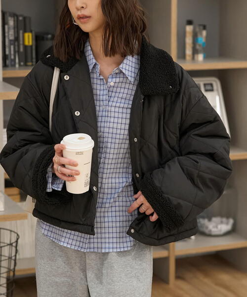 FREE'S MART（フリーズマート）の「◆裏ボアキルティングジャケット（ブルゾン・レディース・ホワイト/ブラック・MEDIUM/SMALL）」の16枚目の写真