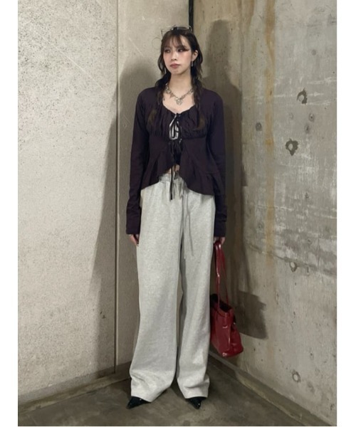 SLY（スライ）の「SQUARE NECK RIBBON TOPS スクエアネック リボン トップス 秋服 長袖 春服（シャツ/ブラウス・レディース・ブラウン/アイボリー/ブラック・FREE）」の19枚目の写真