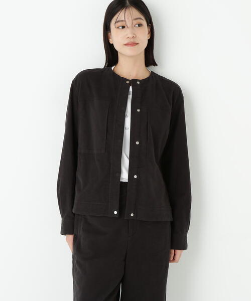 セール】◇ストレッチエアリードットコードノーカラーブルゾン