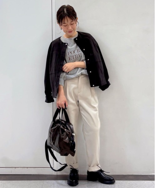 セール】◇ストレッチエアリードットコードノーカラーブルゾン