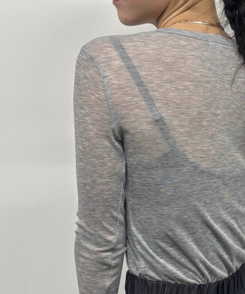 NICOLE white(ニコルホワイト)の「シアーロングTシャツ(Tシャツ/カットソー・レディース・グレー/ブラック/ブラウン・FREE)」の19枚目の写真