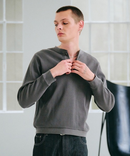 thermal henryneck longsleeve T‐shirt/サーマルヘンリーネックロング