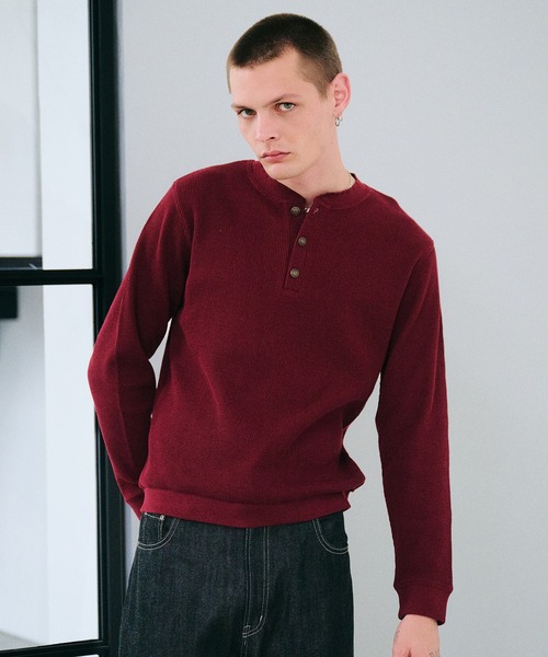 Regen Glanz(レーゲングランツ)の「thermal henryneck longsleeve T‐shirt/サーマルヘンリーネックロングスリーブTシャツ(Tシャツ/カットソー・メンズ・グレー/レッド/ブラック/ダークブラウン/ブラック系その他/杢グレー/パープル/ブラウン系その他・SMALL/MEDIUM/LARGE)」の15枚目の写真