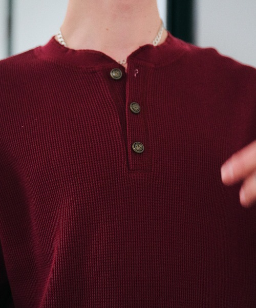 Regen Glanz(レーゲングランツ)の「thermal henryneck longsleeve T‐shirt/サーマルヘンリーネックロングスリーブTシャツ(Tシャツ/カットソー・メンズ・グレー/レッド/ブラック/ダークブラウン/ブラック系その他/杢グレー/パープル/ブラウン系その他・SMALL/MEDIUM/LARGE)」の20枚目の写真