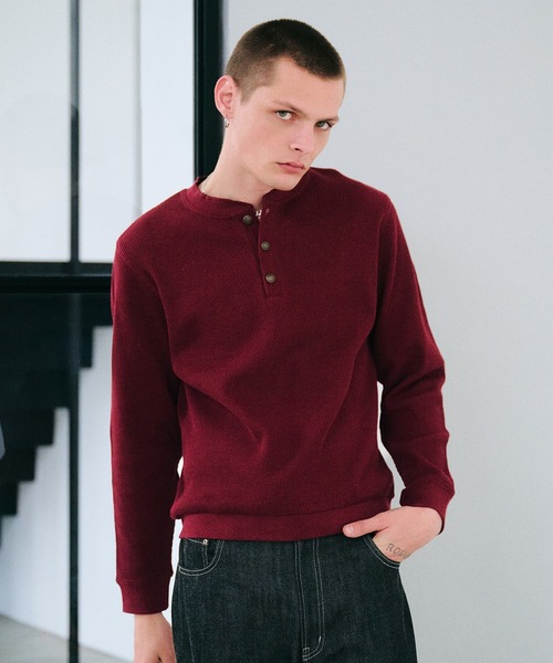 thermal henryneck longsleeve T‐shirt/サーマルヘンリーネックロング