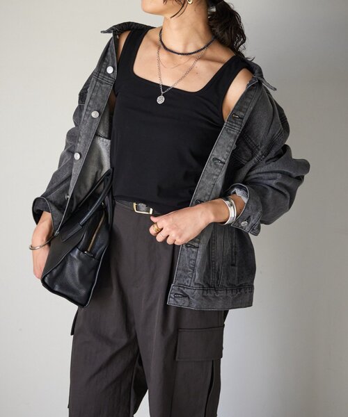 RIVE DROITE(リヴドロワ)の「【MYSELFbyRD(マイセルフバイリヴドロワ)】Tank top(キャミソール・レディース・ブラック/ベージュ・FREE)」の1枚目の写真