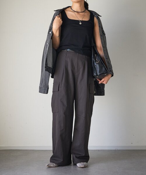 RIVE DROITE(リヴドロワ)の「【MYSELFbyRD(マイセルフバイリヴドロワ)】Tank top(キャミソール・レディース・ブラック/ベージュ・FREE)」の3枚目の写真