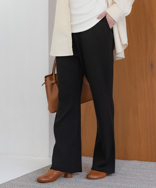 Elura(エルーラ)の「毛玉しらずニットパンツ/571792(その他パンツ・レディース・ダークブラウン/キャメル/ネイビー/ブラック/グレイッシュベージュ・MEDIUM/LARGE)」の2枚目の写真