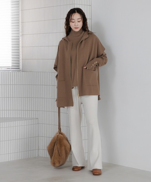 Elura(エルーラ)の「毛玉しらずニットパンツ/571792(その他パンツ・レディース・ダークブラウン/キャメル/ネイビー/ブラック/グレイッシュベージュ・MEDIUM/LARGE)」の6枚目の写真