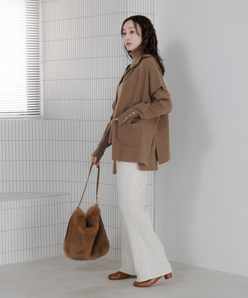 Elura(エルーラ)の「毛玉しらずニットパンツ/571792(その他パンツ・レディース・ダークブラウン/キャメル/ネイビー/ブラック/グレイッシュベージュ・MEDIUM/LARGE)」の7枚目の写真