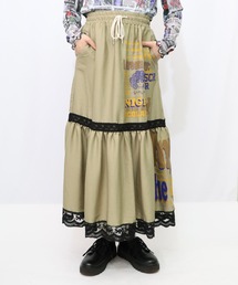 ScoLar | 153608：スカラーグラフィック柄 レース×サテンスカート(スカート)