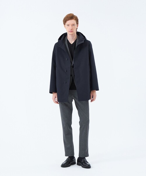 MACKINTOSH PHILOSOPHY（ﾏｯｷﾝﾄｯｼｭ ﾌｨﾛｿﾌｨｰ）の「3層ブロードボンディング WELLINGTON HOOD short「ウェリントンフードショート」（ステンカラーコート・メンズ・ダークブラウン/ダークネイビー/ブルー系その他7・40/38）」の5枚目の写真