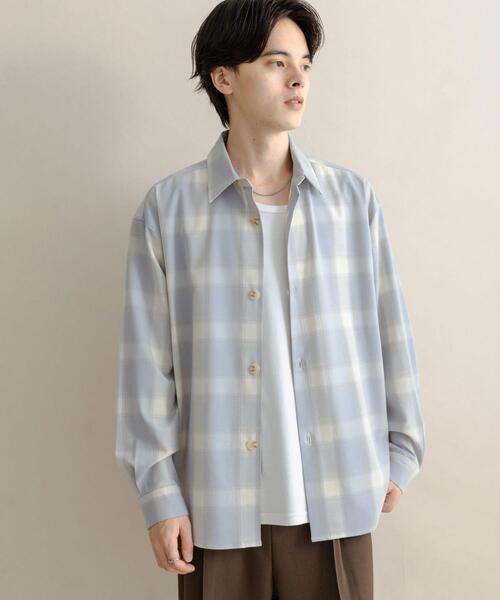 SENSE OF PLACE by URBAN RESEARCH(センスオブプレイスバイアーバンリサーチ)の「カラールーズシャツ(シャツ/ブラウス・メンズ・ライトベージュ/ブルー系その他/ホワイト系その他/ブラウン/チャコールグレー・MEDIUM/LARGE)」の1枚目の写真