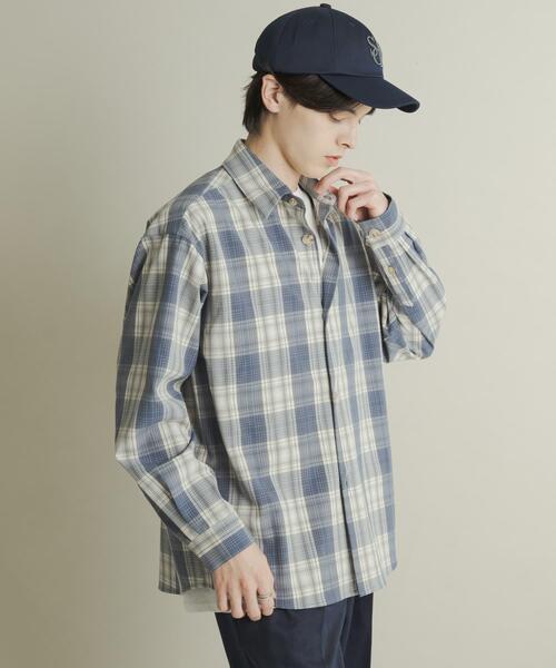 SENSE OF PLACE by URBAN RESEARCH(センスオブプレイスバイアーバンリサーチ)の「カラールーズシャツ(シャツ/ブラウス・メンズ・ライトベージュ/ブルー系その他/ホワイト系その他/ブラウン/チャコールグレー・MEDIUM/LARGE)」の5枚目の写真