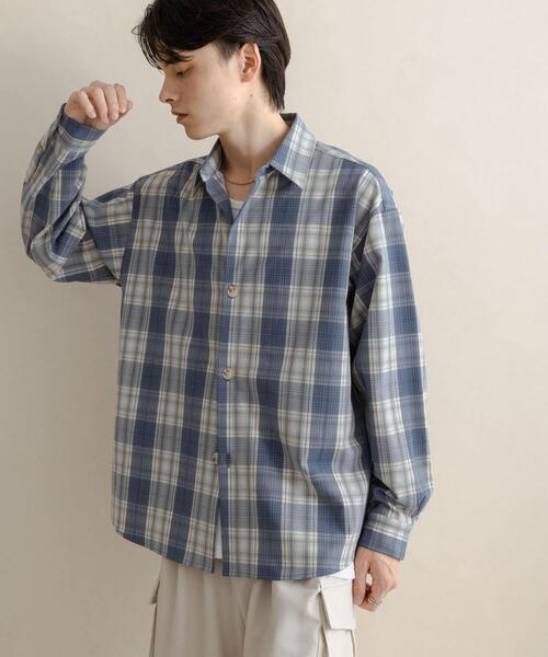 SENSE OF PLACE by URBAN RESEARCH(センスオブプレイスバイアーバンリサーチ)の「カラールーズシャツ(シャツ/ブラウス・メンズ・ライトベージュ/ブルー系その他/ホワイト系その他/ブラウン/チャコールグレー・MEDIUM/LARGE)」の9枚目の写真