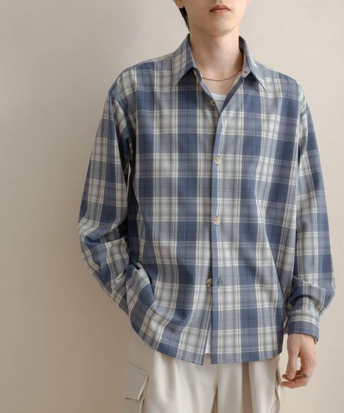 SENSE OF PLACE by URBAN RESEARCH(センスオブプレイスバイアーバンリサーチ)の「カラールーズシャツ(シャツ/ブラウス・メンズ・ライトベージュ/ブルー系その他/ホワイト系その他/ブラウン/チャコールグレー・MEDIUM/LARGE)」の6枚目の写真