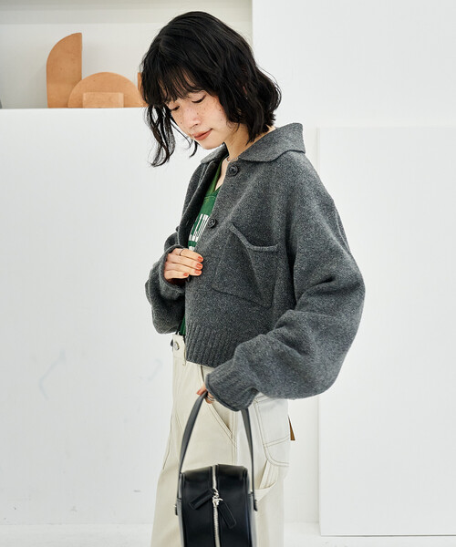 ヒールクリーク　ニット　ブルゾン　ボレロ　ショート丈　新品タグ付き ヒールクリーク ニット ブルゾン ボレロ ショート丈 新品タグ