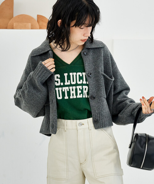 ヒールクリーク　ニット　ブルゾン　ボレロ　ショート丈　新品タグ付き ヒールクリーク ニット ブルゾン ボレロ ショート丈 新品タグ