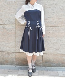 axes femme 等 アクシーズファム ワンピース スカート 等11点 ストライプドッキングワンピース[品番：IGAW0006395]｜axes