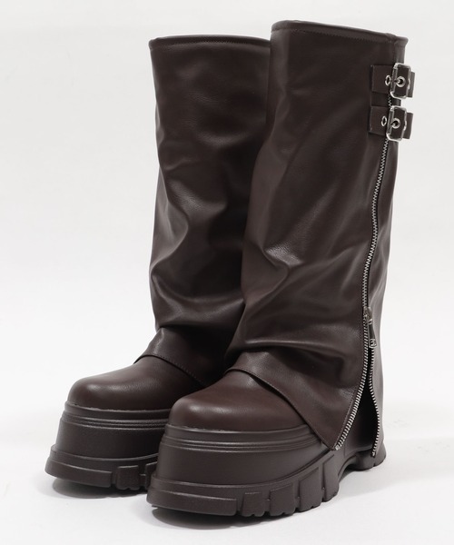 WEGO(ウィゴー)の「WEGO/厚底カバーロングブーツ(ブーツ・レディース・ブラック/ブラウン・LARGE/MEDIUM/SMALL)」の17枚目の写真
