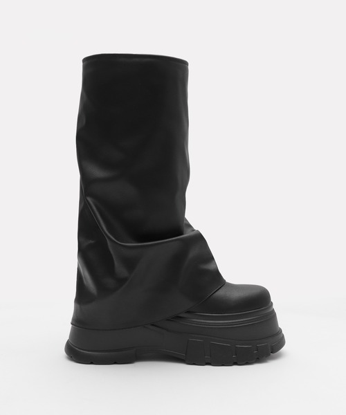WEGO(ウィゴー)の「WEGO/厚底カバーロングブーツ(ブーツ・レディース・ブラック/ブラウン・LARGE/MEDIUM/SMALL)」の22枚目の写真