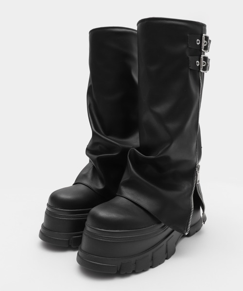 WEGO（ウィゴー）の「WEGO/【25年秋冬新作】厚底カバーロングブーツ（ブーツ・レディース・ブラック/ブラウン・LARGE/MEDIUM/SMALL）」の9枚目の写真