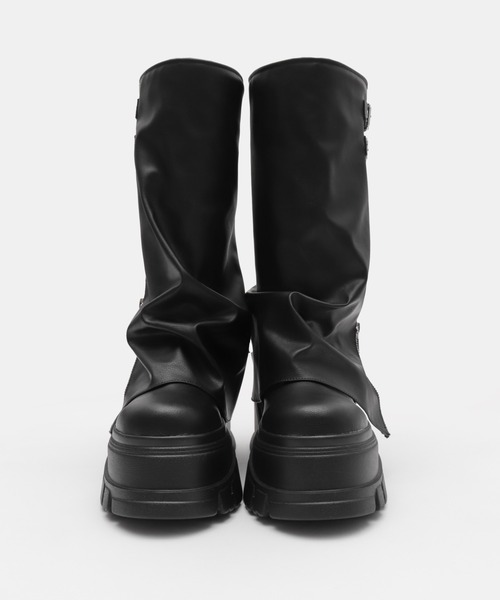 WEGO（ウィゴー）の「WEGO/【25年秋冬新作】厚底カバーロングブーツ（ブーツ・レディース・ブラック/ブラウン・LARGE/MEDIUM/SMALL）」の10枚目の写真